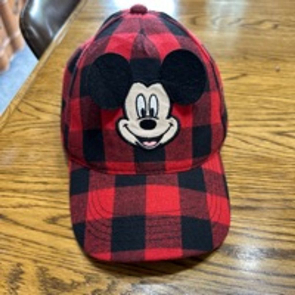 Disney Mickey Mouse Youth Baseball Cap - Red Buffalo Plaid - Hot Dog!